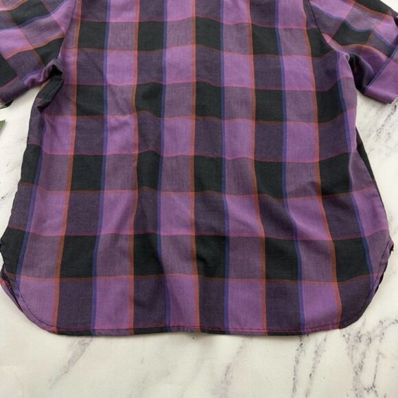 AM Casuals Womens Vintage Top Size M Purple Black Plaid Pinup Retro Button Up - Picture 12 of 12